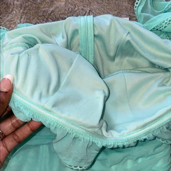 Fashion Nova Mint Green Ruched Off-Shoulder Mini Dress 👗 - Picture 5 of 5